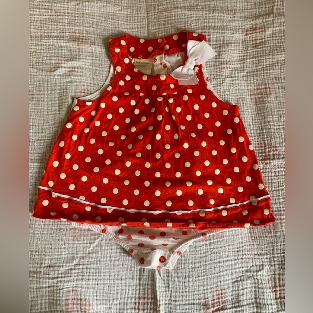 First Impressions Red Polka Dot Tank Dress with Bow 24M  Girl - EUC